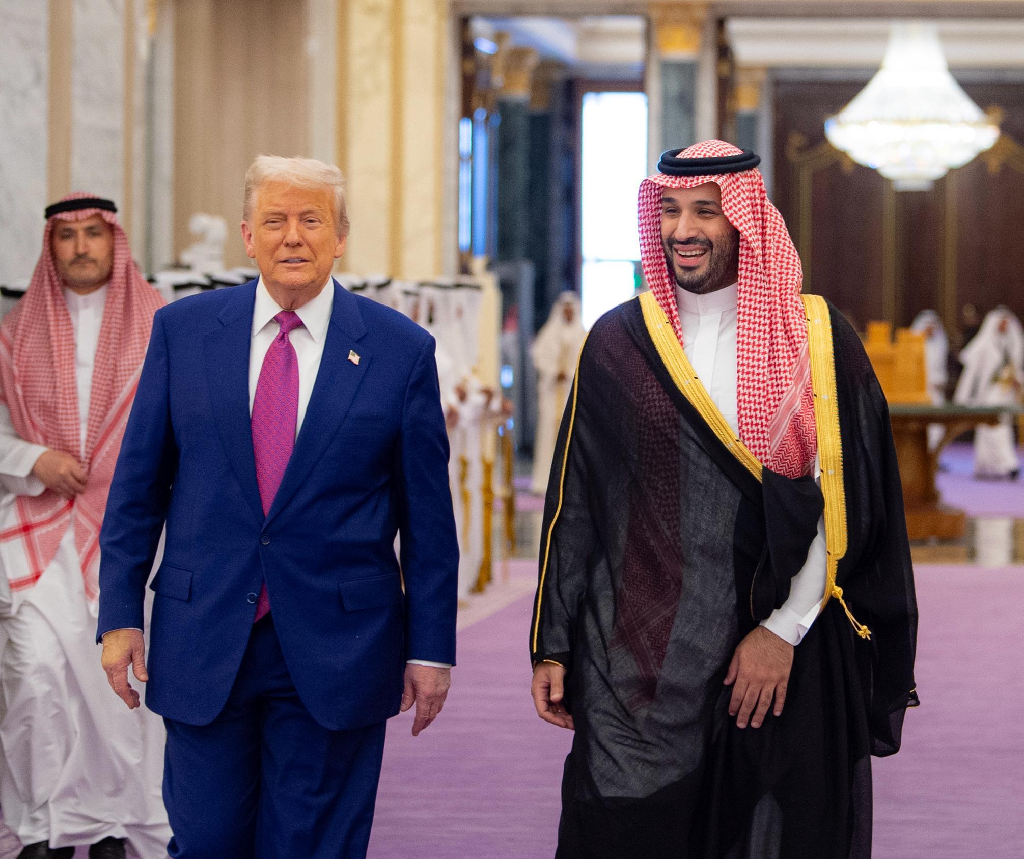 ولي العهد يستقبل رئيس الولايات المتحدة الأمريكية في الديوان الملكي بقصر اليمامة