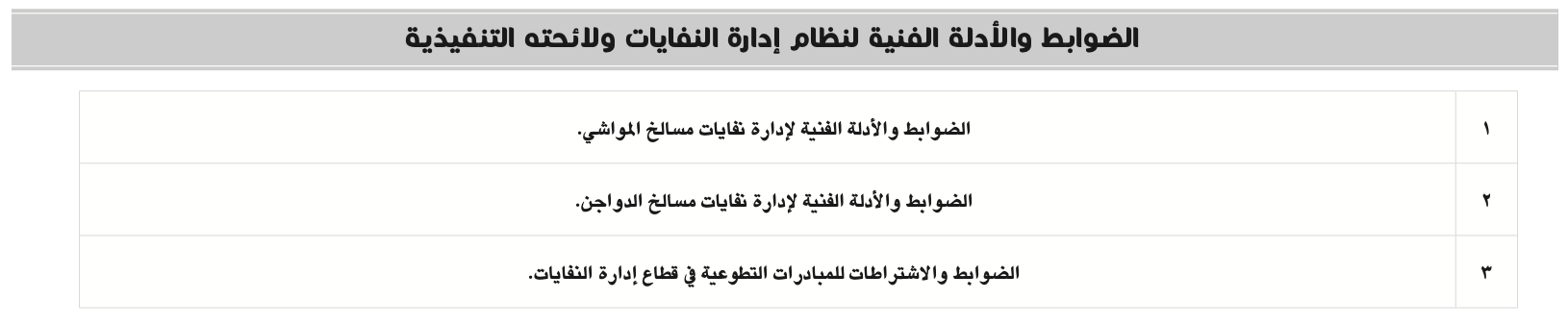 اعتماد الضوابط والأدلة الفنية لإدارة نفايات مسالخ المواشي والدواجن والاشتراطات للمبادرات التطوعية في قطاع إدارة النفايات