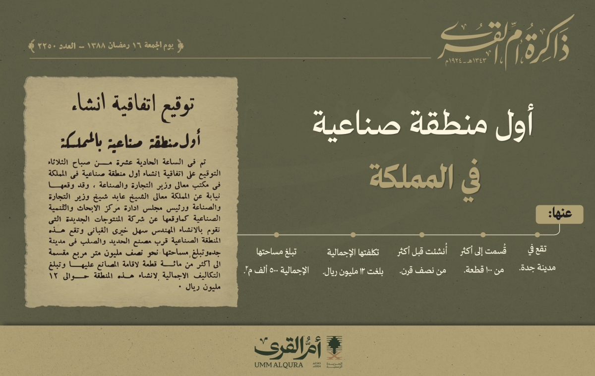 أول منطقة صناعية في المملكة